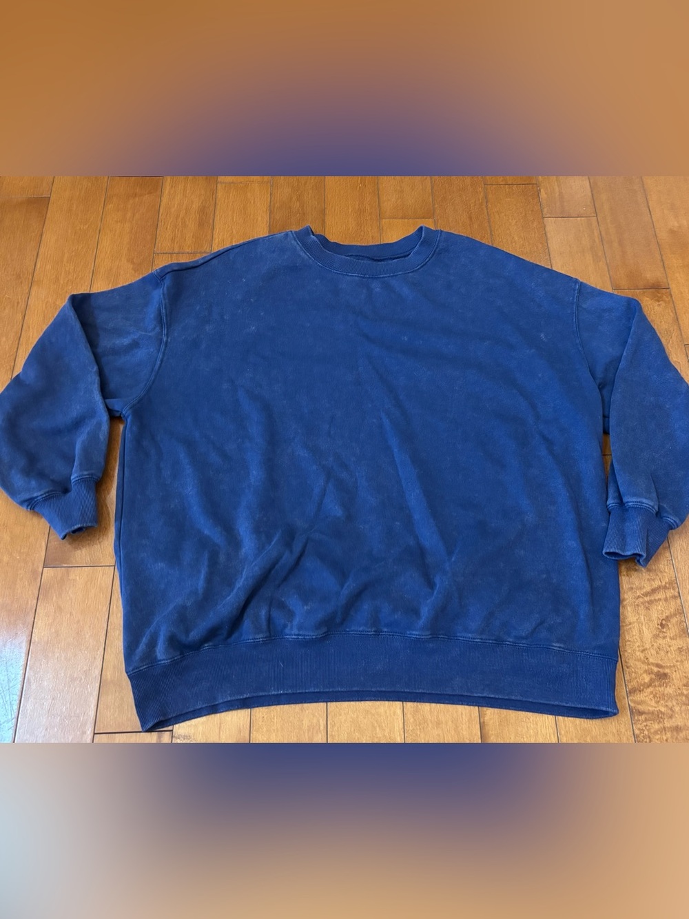 Rebellious One Womens Large Crewneck Sweatshirt Deep Blue Marbled Oversized